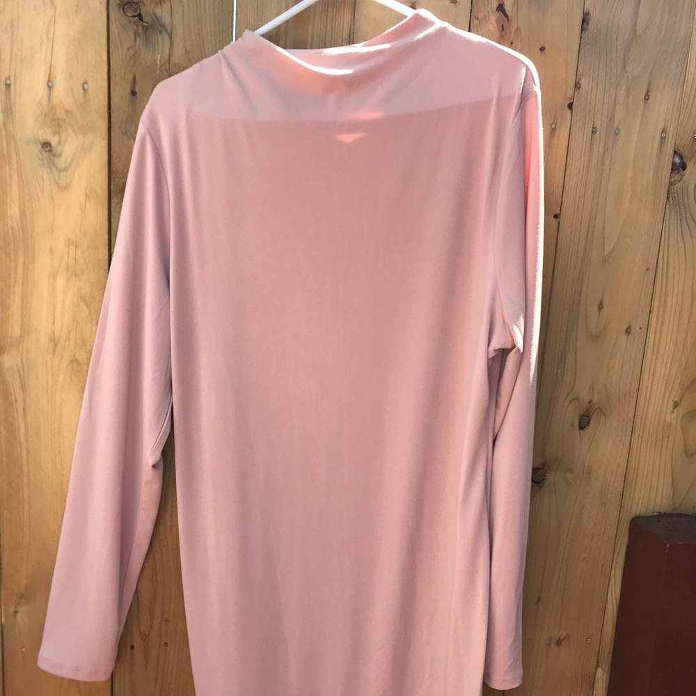 Nude Pink Turtleneck Body Con Dress